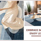 Ultra Soft Area Rug, Non Slip, Stain Resistant, Washable Area Rugs for Living Room, Bedroom, Chic Grey Geometric Elements(Blue)