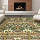 Ultra Soft Area Rug, Non Slip, Stain Resistant, Washable Area Rugs for Living Room, Bedroom, Lively Trellis Design in Greens(Brown)