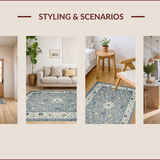 Ultra Soft Area Rug, Non Slip, Stain Resistant, Washable Area Rugs for Living Room, Bedroom, Rustic Floral Earthy Aesthetic(Gray)