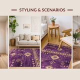 Ultra Soft Area Rug, Non Slip, Stain Resistant, Washable Area Rugs for Living Room, Bedroom, Elegant Earthy Color Harmony(Purple)