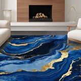 Ultra Soft Area Rug, Non Slip, Stain Resistant, Washable Area Rugs for Living Room, Bedroom, Elegant Blue Marble Aesthetic(Blue)