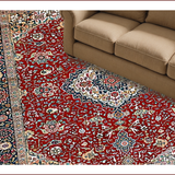 Ultra Soft Area Rug, Non Slip, Stain Resistant, Washable Area Rugs for Living Room, Bedroom, Elegant Low-Pile Medallion Aesthetic(Red)