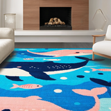 Ultra Soft Area Rug, Non Slip, Stain Resistant, Washable Area Rugs for Living Room, Bedroom, Bright Childlike Ocean Scene(Blue)