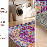 Ultra Soft Area Rug, Non Slip, Stain Resistant, Washable Area Rugs for Living Room, Bedroom, Lively Contemporary Ogee Style(Purple)