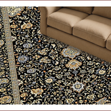 Ultra Soft Area Rug, Non Slip, Stain Resistant, Washable Area Rugs for Living Room, Bedroom, Exquisite Vintage-Inspired Pattern(Black)