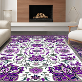 Ultra Soft Area Rug, Non Slip, Stain Resistant, Washable Area Rugs for Living Room, Bedroom, Charming Vintage-inspired Flower Motif(Purple)