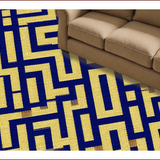 Ultra Soft Area Rug, Non Slip, Stain Resistant, Washable Area Rugs for Living Room, Bedroom, Greek Key Dark Blue Living Room Non-Slip Rug(Gold)