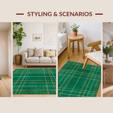 Ultra Soft Area Rug, Non Slip, Stain Resistant, Washable Area Rugs for Living Room, Bedroom, Chic Dark Green Facet Design(Green)
