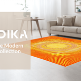 Ultra Soft Area Rug, Non Slip, Stain Resistant, Washable Area Rugs for Living Room, Bedroom, Whimsical Sunburst Boho Aesthetic(Orange)