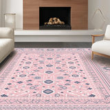 Ultra Soft Area Rug, Non Slip, Stain Resistant, Washable Area Rugs for Living Room, Bedroom, Trendy Fun-Filled Patterned Surface(Pink)