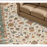 Ultra Soft Area Rug, Non Slip, Stain Resistant, Washable Area Rugs for Living Room, Bedroom, Elegant Neutral Floral Arrangement(Ivory)