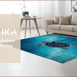 Ultra Soft Area Rug, Non Slip, Stain Resistant, Washable Area Rugs for Living Room, Bedroom, Elegant Ocean-Inspired Motif(Blue)