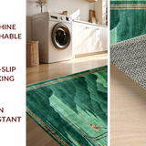 Ultra Soft Area Rug, Non Slip, Stain Resistant, Washable Area Rugs for Living Room, Bedroom, Refreshing Earthy Tones Optical Play(Green)