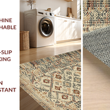 Ultra Soft Area Rug, Non Slip, Stain Resistant, Washable Area Rugs for Living Room, Bedroom, Modern Linear Trellis Composition(Beige)