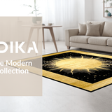 Ultra Soft Area Rug, Non Slip, Stain Resistant, Washable Area Rugs for Living Room, Bedroom, Contemporary Radiant Sunshine Artwork(Gold)