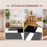Ultra Soft Area Rug, Non Slip, Stain Resistant, Washable Area Rugs for Living Room, Bedroom, Refined Rustic Abstract Composition(Black)