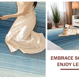 Ultra Soft Area Rug, Non Slip, Stain Resistant, Washable Area Rugs for Living Room, Bedroom, Soft Striped Area Rug: Contemporary Ombre Carpet(Blue)