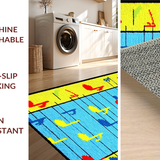 Ultra Soft Area Rug, Non Slip, Stain Resistant, Washable Area Rugs for Living Room, Bedroom, Colorful Child-Friendly Note Design(Blue)