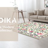 Ultra Soft Area Rug, Non Slip, Stain Resistant, Washable Area Rugs for Living Room, Bedroom, Lively Earth Tone Floral Accents(Ivory)