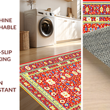 Ultra Soft Area Rug, Non Slip, Stain Resistant, Washable Area Rugs for Living Room, Bedroom, Bold Transitional Diamond Layout(Red)