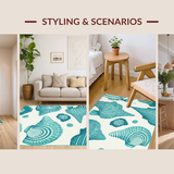 Ultra Soft Area Rug, Non Slip, Stain Resistant, Washable Area Rugs for Living Room, Bedroom, Coastal Striped Seafoam Aesthetic(Green)