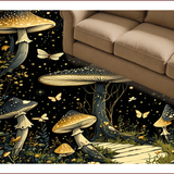 Ultra Soft Area Rug, Non Slip, Stain Resistant, Washable Area Rugs for Living Room, Bedroom, Enchanting Witchy Mushroom Tapestry(Black)