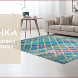 Ultra Soft Area Rug, Non Slip, Stain Resistant, Washable Area Rugs for Living Room, Bedroom, Rustic Spice Tiled Arrangement(Blue)