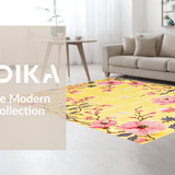 Ultra Soft Area Rug, Non Slip, Stain Resistant, Washable Area Rugs for Living Room, Bedroom, Modern Nature-Inspired Floral Art(Yellow)