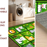 Ultra Soft Area Rug, Non Slip, Stain Resistant, Washable Area Rugs for Living Room, Bedroom, Joyful Circular Animal Playground Concept(Green)