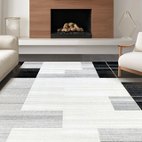 Ultra Soft Area Rug, Non Slip, Stain Resistant, Washable Area Rugs for Living Room, Bedroom, Contemporary Textured Circular Canvas(Gray)