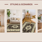 Ultra Soft Area Rug, Non Slip, Stain Resistant, Washable Area Rugs for Living Room, Bedroom, Luxurious Earth Tone Floral Design(Beige)