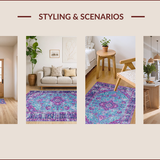 Ultra Soft Area Rug, Non Slip, Stain Resistant, Washable Area Rugs for Living Room, Bedroom, Elegant Light Blue Tiled Design(Pink)