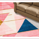 Ultra Soft Area Rug, Non Slip, Stain Resistant, Washable Area Rugs for Living Room, Bedroom, Contemporary Multi-Tonal Symmetry(Pink)