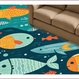 Ultra Soft Area Rug, Non Slip, Stain Resistant, Washable Area Rugs for Living Room, Bedroom, Whimsical Marine Creature Aesthetic(Blue)