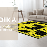 Ultra Soft Area Rug, Non Slip, Stain Resistant, Washable Area Rugs for Living Room, Bedroom, Charming Animal Motif in Black(Yellow)