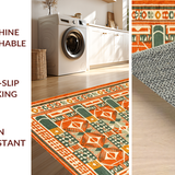 Ultra Soft Area Rug, Non Slip, Stain Resistant, Washable Area Rugs for Living Room, Bedroom, Artful Mid-Century Color Fusion(Orange)