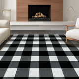 Ultra Soft Area Rug, Non Slip, Stain Resistant, Washable Area Rugs for Living Room, Bedroom, Sleek Neutral Lattice Visual Style(Black)