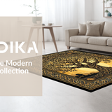 Ultra Soft Area Rug, Non Slip, Stain Resistant, Washable Area Rugs for Living Room, Bedroom, Chic Natural Patterned Appeal(Gold)