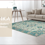 Ultra Soft Area Rug, Non Slip, Stain Resistant, Washable Area Rugs for Living Room, Bedroom, Eclectic Pastel Floral Arrangement(Blue)