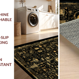 Ultra Soft Area Rug, Non Slip, Stain Resistant, Washable Area Rugs for Living Room, Bedroom, Necromancer's Study Rug Collection - Arcane Floor Art - Dark Academia(Black)