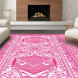 Ultra Soft Area Rug, Non Slip, Stain Resistant, Washable Area Rugs for Living Room, Bedroom, Whimsical Pink and Black Waves(Pink)