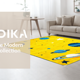 Ultra Soft Area Rug, Non Slip, Stain Resistant, Washable Area Rugs for Living Room, Bedroom, Orbiting Brightly Colored Elements(Yellow)