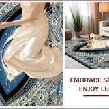 Ultra Soft Area Rug, Non Slip, Stain Resistant, Washable Area Rugs for Living Room, Bedroom, Evil Eye Ethnic Motif Accent(Blue)