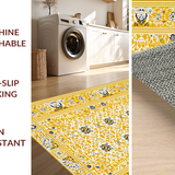 Ultra Soft Area Rug, Non Slip, Stain Resistant, Washable Area Rugs for Living Room, Bedroom, Vintage Floral Tile Elegance(Yellow)