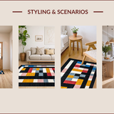 Ultra Soft Area Rug, Non Slip, Stain Resistant, Washable Area Rugs for Living Room, Bedroom, Chic Minimalist Dual-Tone Alignment(Black)