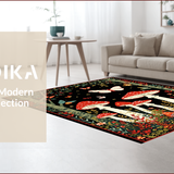 Ultra Soft Area Rug, Non Slip, Stain Resistant, Washable Area Rugs for Living Room, Bedroom, Autumn-Inspired Mushroom Motif(Red)