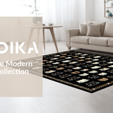 Ultra Soft Area Rug, Non Slip, Stain Resistant, Washable Area Rugs for Living Room, Bedroom, Charming Rustic Welcome Greetings(Black)