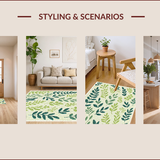 Ultra Soft Area Rug, Non Slip, Stain Resistant, Washable Area Rugs for Living Room, Bedroom, Boho Green Botanical Entryway Non-Slip Washable Rug(Green)