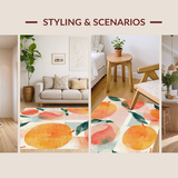 Ultra Soft Area Rug, Non Slip, Stain Resistant, Washable Area Rugs for Living Room, Bedroom, Peach Inspired Area Rug Blush Orange Green White Artistic Design(Orange)