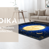 Ultra Soft Area Rug, Non Slip, Stain Resistant, Washable Area Rugs for Living Room, Bedroom, Whimsical Starry Night Motif(Blue)